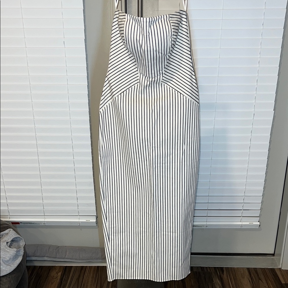 Nocturne Striped Black and Cream Women's Dress Size Medium